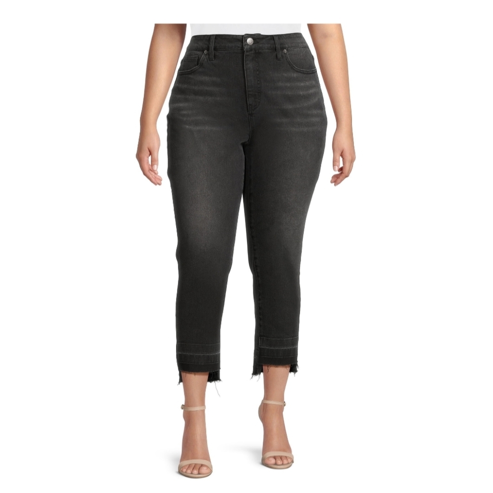 Terra & Sky Women's Plus Size 16W Step Hem Straight Leg Jeans NWT